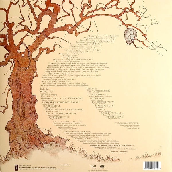 Image of Back Cover of 1514349C: LP - THE ROLLING STONES, Metamorphosis (ABKCO; 882 344-1, Europe 2003 Reissue, 180 Gram Vinyl.)   VG+/EX