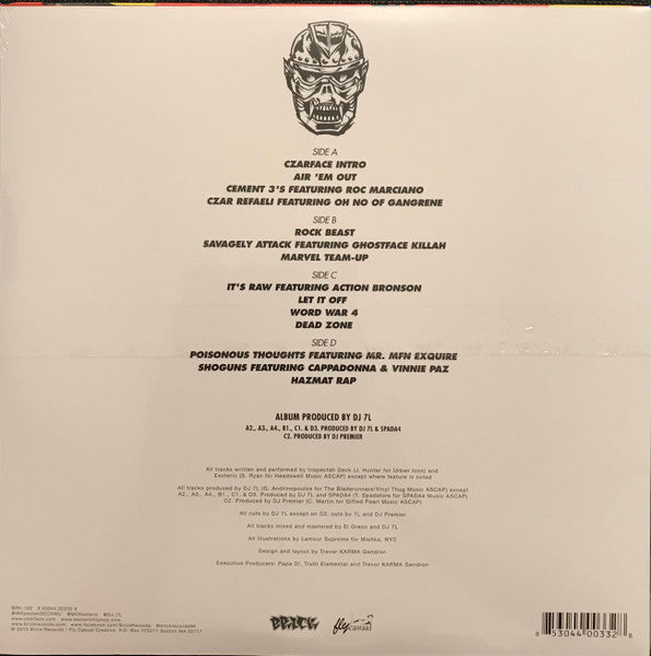 Image of Back Cover of 2xLP - VG/EX - CZARFACE, Czarface (Brick Records; BRK-132, US 2015 Reissue), Opened instore, still in opened shrinkwrap, top & bottom corner creases,  - 3246125S