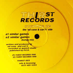 Image of Front Cover of 4314440C: 12" EP - ED CASE AND CARL H / JUMP UP KRU, Steppas EP (Thirst Records; THIRST 003, UK 1998, Yellow Vinyl) Record fogged from plastic storage (also a square where sleeve label is imprinted on disc)  /G+