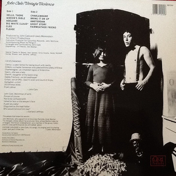 Image of Back Cover of LP - VG+/EX - JOHN CALE, Vintage Violence (Edsel Records; ED 230, UK 1987 Reissue, Company Catalogue Insert, Barcode), Very light wear to sleeve, small old shop sticker in corner. Immaculate disc.,  - 1946092S