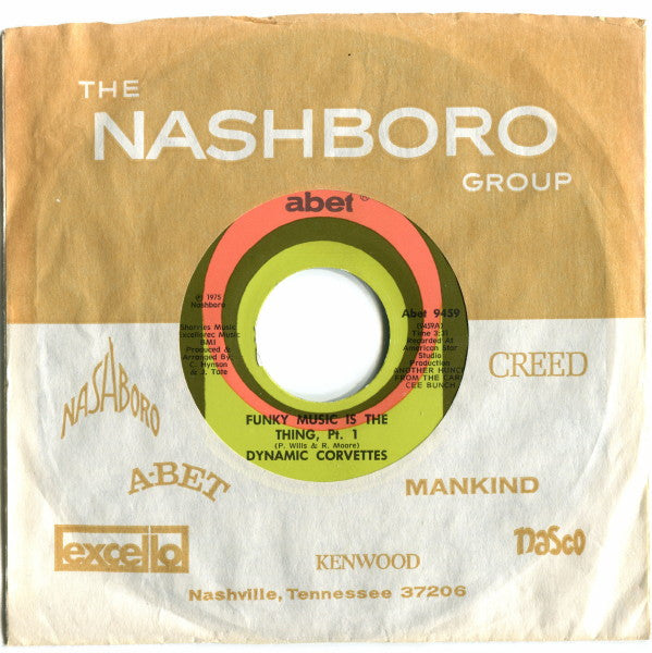 Image of Front Cover of 7" - VG+/VG+ - DYNAMIC CORVETTES, Funky Music Is The Thing (Abet; Abet 9459, US 1975, Company Sleeve), ,  - 3526270E