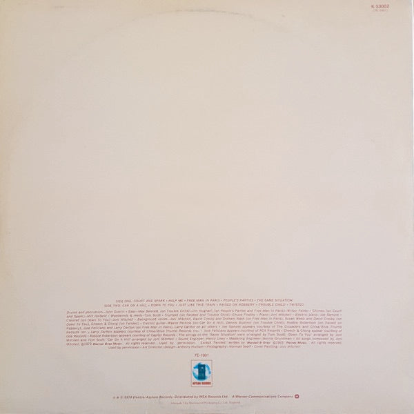 Image of Back Cover of LP - VG/G - JONI MITCHELL, Court and Spark (Asylum; K53002, UK 1970s Reissue), ,  - 2616330C