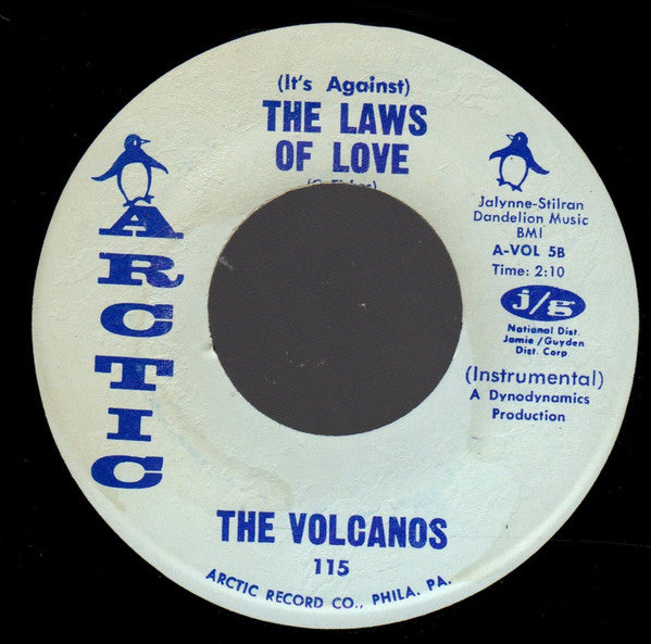 Image of Back Cover of 7" - /VG - THE VOLCANOS, (It's Against) The Laws Of Love (ARCTIC; 115, US 1965, Plain Sleeve), Some marks on vinyl but plays well.,  - 0726162E