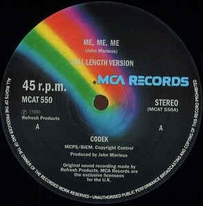 Image of Front Cover of 0644028S: 12" - CODEK, Me, Me, Me / Demo (MCA Records; MCAT 550, UK 2014, Plain Sleeve)   /VG+