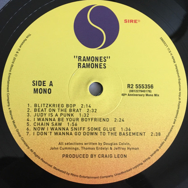 Image of Label of 3524458E: 4xLP - RAMONES, Ramones - Ramones 40th Anniversary Deluxe Edition (Rhino Records; R2 555356, US 2016, Book Sleeve, Booklet, Numbered Limited Edition - LP + 3 CDs) Small Dent in Spine  VG/EX