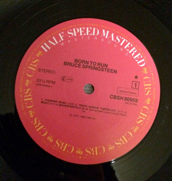 Image of Label Cover of LP - VG/VG+ - BRUCE SPRINGSTEEN, Born to Run (CBS; 80959, UK 1980 Reissue, Gatefold, 2 Inserts, Half-Speed Mastered), ,  - 0746001S