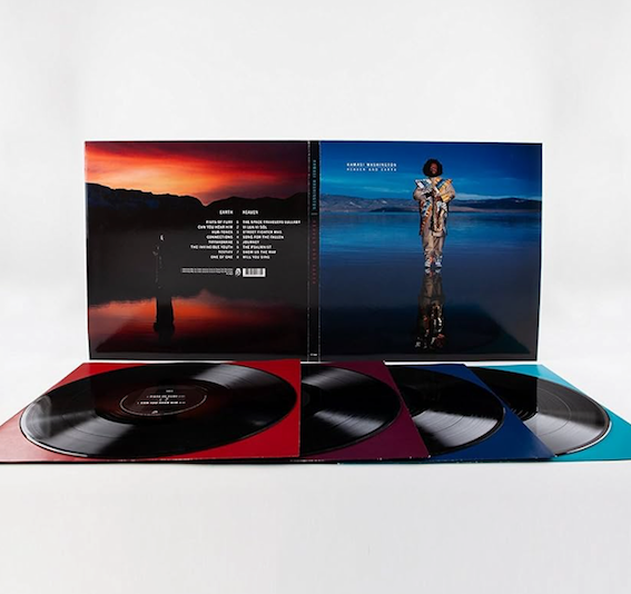 Image of Back Cover of 5xLP - VG+/M - KAMASI WASHINGTON, Heaven And Earth (Young Turks; YT176LP, Europe 2018, Triple Gatefold, 4 Inners, Hidden 5th Disc inside sealed seam), Sealed! Some light wear to sleeve.,  - 0816471C