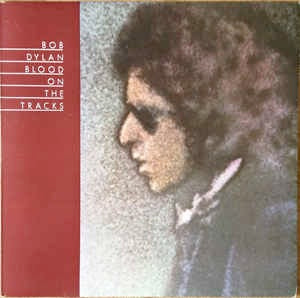 Image of Front Cover of 5044385S: LP - BOB DYLAN, Blood on the Tracks (CBS Smooth Orange ; 69097, UK 1975, Inner, Cat No At Bottom Left of Inner, Large Mural On Rear Sleeve) Strong VG, light hairlines on disc. Edge wear, creasing, large corner crease.  VG/VG