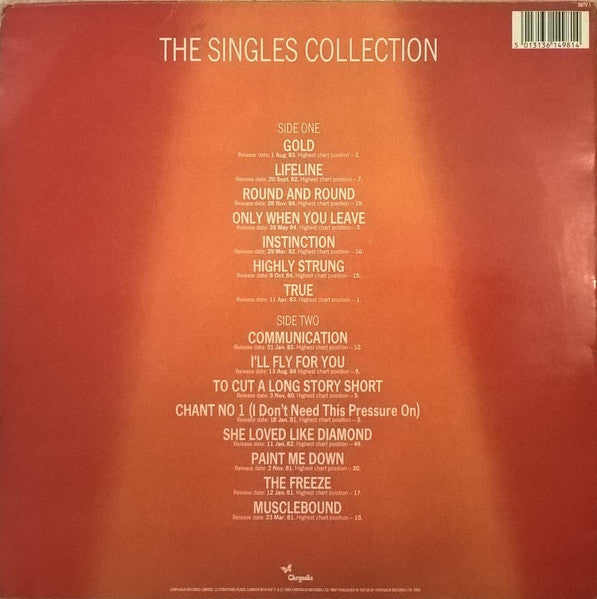 Image of Back Cover of LP - VG+/VG+ - SPANDAU BALLET, The Singles Collection (Chrysalis; SBTVD 1, UK 1985, Inner, MPO Pressing.), ,  - 3526086E