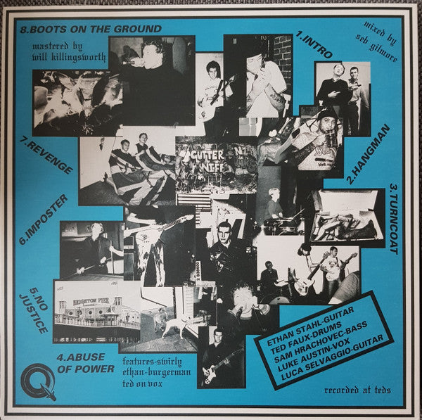 Image of Back Cover of Mini LP - EX/EX - GUTTER KNIFE, Boots On The Ground (Quality Control HQ; QCHQ-054, UK 2019, Textured Sleeve, Insert, Blue Vinyl), ,  - 2526367E