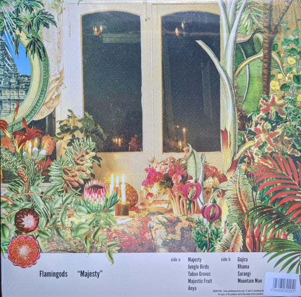 Image of Back Cover of 1324223E: LP - FLAMINGODS, Majesty (Soundway; SNDWD085, UK 2016, Inner, Green Vinyl) Still In Stickered Shrinkwrap  EX/VG+