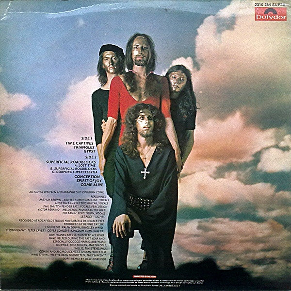 Image of Back Cover of LP - VG/G+ - KINGDOM COME, Journey (Polydor; 2310254, UK 1973, Laminated Sleeve, Arthur Brown), Tape Residue On Seams,  - 2726252E