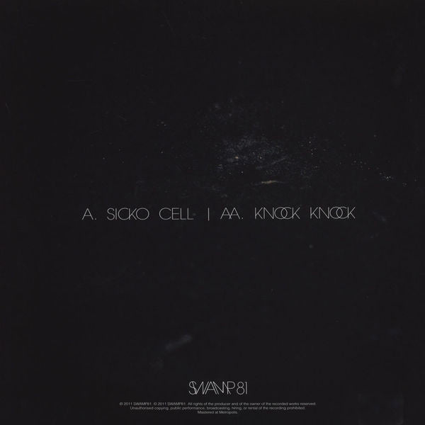 Image of Back Cover of 12" - VG/VG+ - JOY ORBISON, Sicko Cell / Knock Knock (Swamp 81; SWAMP:014, UK 2011, Picture Sleeve), sticker top right front sleeve,  - 4246261S