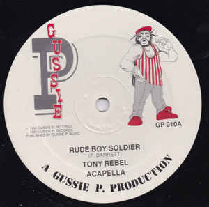 Image of Front Cover of 12" - /VG+ - TONY REBEL / SLY, LEO & GUSSIE P, Rude Boy Soldier / The Cutter (Gussie P Records; GP 010, UK 1991, Plain Sleeve), ,  - S