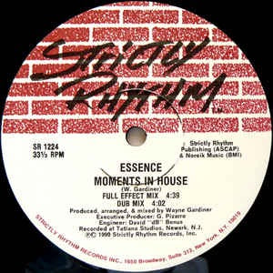 Image of Front Cover of 12" - /VG+ - ESSENCE, Moments In House (Strictly Rhythm; SR 1224, US 1990), ,  - 1846225S
