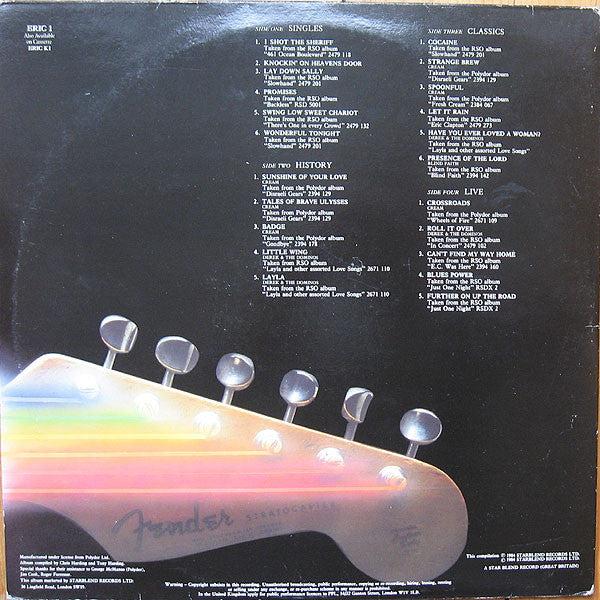 Image of Back Cover of 2914225C: 2xLP - ERIC CLAPTON, Backtrackin' (Starblend; ERIC 1Series:Master Pieces  , UK 1984, Embossed Gatefold Sleeve, 2 Inners)   VG/VG