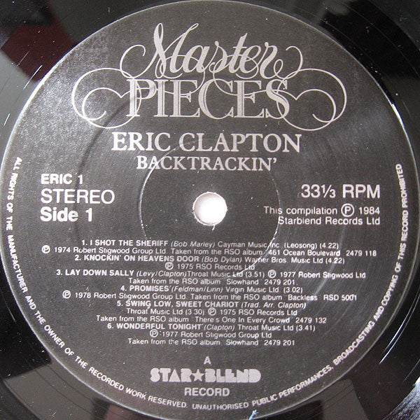 Image of Label Cover of 2914225C: 2xLP - ERIC CLAPTON, Backtrackin' (Starblend; ERIC 1Series:Master Pieces  , UK 1984, Embossed Gatefold Sleeve, 2 Inners)   VG/VG