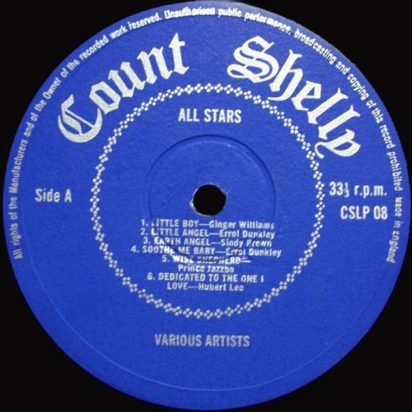 Image of Label Cover of LP - VG/VG+ - VARIOUS ARTISTS, All Star (Count Shelly; CSLP 08, UK 1974, Laminated Front Sleeve), Shiny clean disc. Light wear on sleeve, small WOC at the back.,  - 1646302S