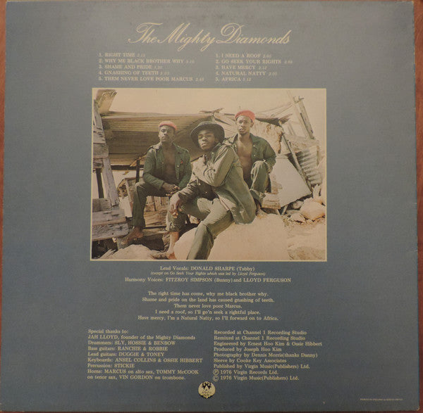 Image of Back Cover of LP - VG/G - THE MIGHTY DIAMONDS, Right Time (Virgin; OVED 107, UK 1980s Reissue), Lots of marks. WOL.,  - 3016090C