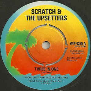 Image of Front Cover of 7" - /G+ - SCRATCH & THE UPSETTERS, Three In One / Curly Dub (Island Records; WIP 6328, UK 1976, 4-Prong Centre), No centre piece, label damage.,  - 2226168E