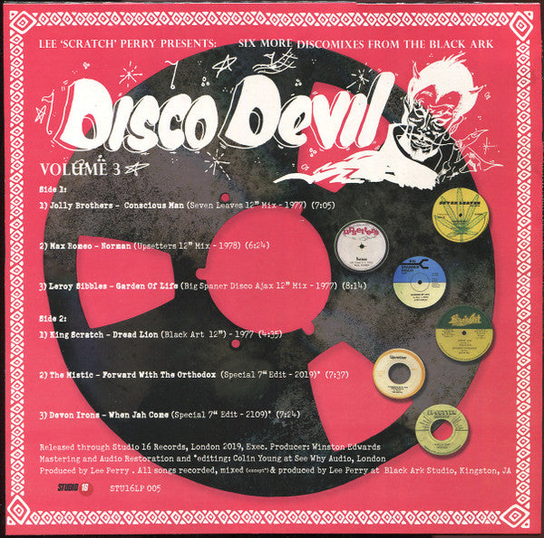 Image of Back Cover of 1914554C: LP - LEE SCRATCH PERRY, Disco Devil Vol. 3 (6 More Classic Discomixes From The Black Ark Studio 1977-8) (Studio 16; STU16LP 005, UK 2019)   NEW/NEW