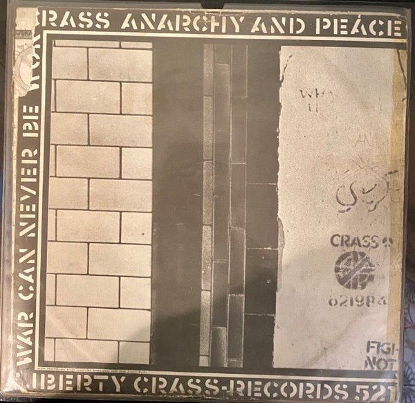 Image of Back Cover of 5014388C: LP - CRASS, Stations Of The Crass (Crass Records; 521984, UK 1979, Fold Out Sleeve, Side Specification Numbers Appear Closer to Rim of Labels on Sides 1 and 3) Light Marks only to discs, Glossy vinyl. Sleeve has no parts missing but has two large rips whereby one sixth of the foldout is hanging on. With careful handling the poster can be seen   F/VG