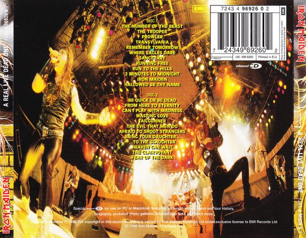 Image of Back Cover of 2xCD - VG+/VG+ - IRON MAIDEN, A Real Live Dead One (EMI; 7243 4 96926 0 2, Europe 1998, Double CD Case), ,  - 3416480C