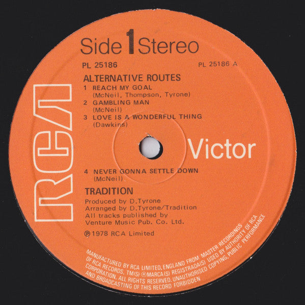 Image of Label Cover of LP - VG/G+ - TRADITION, Alternative Routes (RCA; PL 25186, UK 1978, Laminated Sleeve), Click on B5.,  - 2316299C
