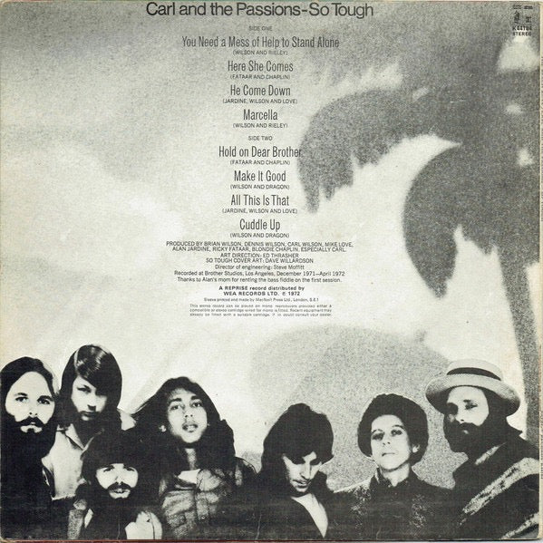Image of Back Cover of LP - VG/VG - THE BEACH BOYS, Carl And The Passions � "So Tough" (Reprise Records; K 44184, UK 1972), ,  - 4316393C