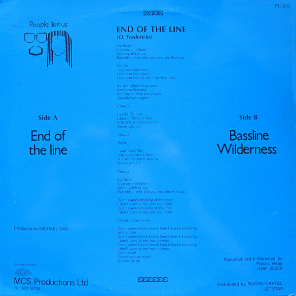 Image of Back Cover of 1714526C: 12" - THE FREDERICKS, End Of The Line / Bassline Wilderness (People Like Us; PU 030, UK 1980s, Picture Sleeve) Light wear on pic sleeve, disc looks EX.  VG/VG+