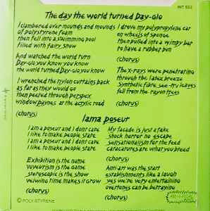 Image of Back Cover of 0656050S: 7" - X-RAY SPEX, The Day The World Turned Day-glo / Lama Poseur (EMI International; INT 553, UK 1978, Orange Vinyl.)   VG+/VG+