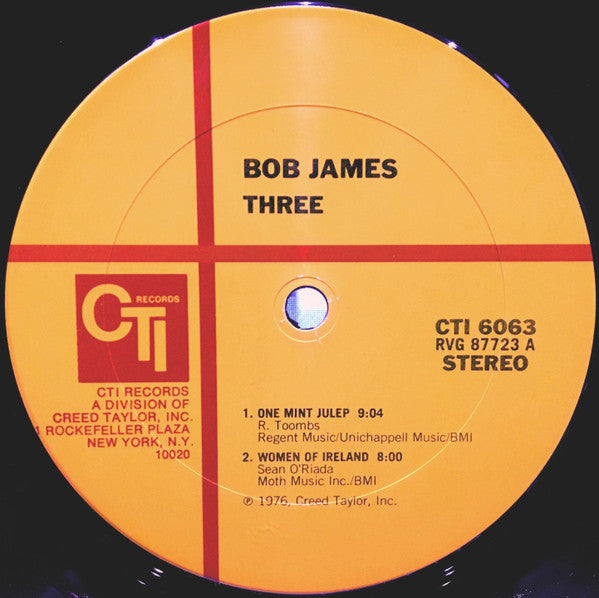 Image of Label Cover of LP - VG/VG+ - BOB JAMES, Three (CTI; CTI 6063, US 1976, Laminated Gatefold Sleeve, Pitman Pressing), ,  - 3946150S