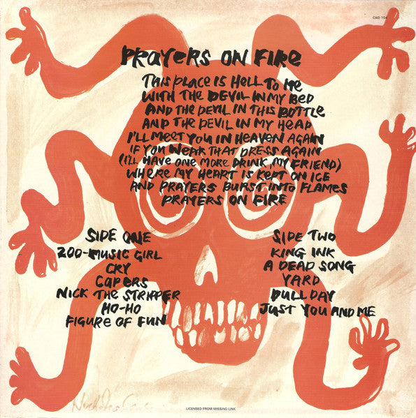 Image of Back Cover of 5124307E: LP - THE BIRTHDAY PARTY, Prayers on Fire (4AD; CAD104, UK 1981, Inner, No 4AD Address On Rear Of Sleeve)   VG+/VG