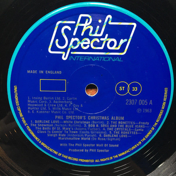 Image of Label Cover of LP - VG/VG+ - VARIOUS, Phil Spector's Christmas Album (Phil Spector International; 2307 005, UK 1975 Reissue), ,  - 3926132E