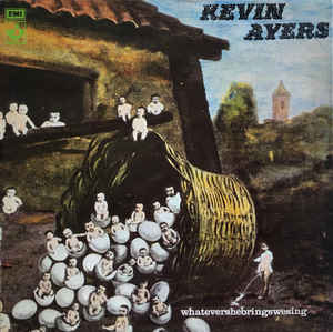 Image of Front Cover of LP - VG/G - KEVIN AYERS, Whatevershebringswesing (Harvest EMI Box Both Sides, Gramophone Co. Rim Text; SHVL 800, UK 1972, Textured Gatefold Sleeve), Lots and lots of light marks, plays well though with background noise here and there. Sleeve is showing its age a bit, fading down spine, initials in biro on one label and inside gatefold.,  - 3016222C