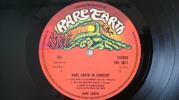 Image of Label Cover of 4745093S: 2xLP - RARE EARTH, Rare Earth In Concert (Rare Earth; SRESP 301, UK 1972, Textured Sleeve) Writing On Front Sleeve, Edge Wear  VG/VG+