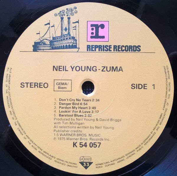 Image of Label Cover of LP - VG+/G+ - NEIL YOUNG WITH CRAZY HORSE, Zuma (Reprise Records; REP 54 057, Europe 1980s Reissue, Textured Sleeve, NO Inner), ,  - 2616047C