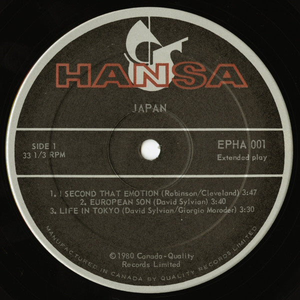 Image of Label Cover of 12" EP - VG/VG - JAPAN, Special Edition - Five Song - Extended Play (Hansa; EPHA 001, Canada 1980, Picture Sleeve), Light marks, edge & ring wear, sticker remnants,  - 3946019S