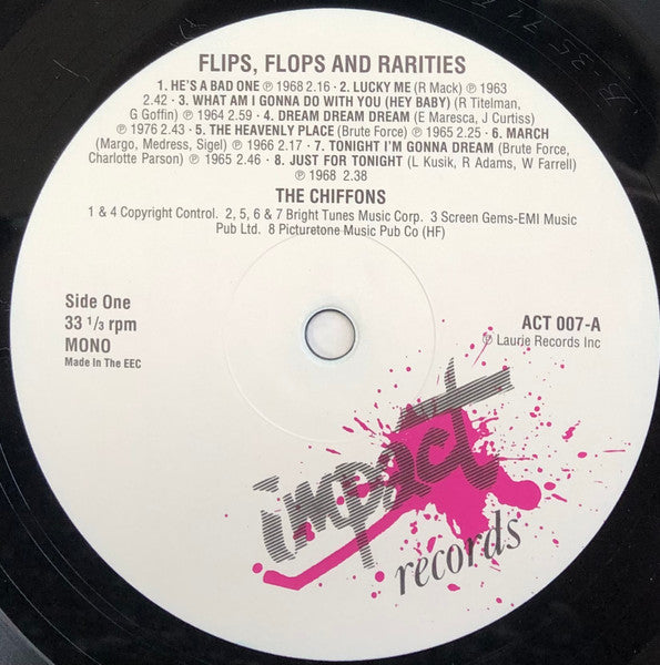 Image of Label Cover of 4925363E: LP - CHIFFONS, Flips, Flops & Rarities (Impact; ACT007, UK 1985)   VG+/VG+