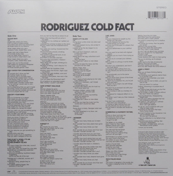 Image of Back Cover of 5015400C: LP - RODRIGUEZ, Cold Fact (UMe; 7707737, Europe 2019 Reissue, 180 Gram Vinyl)   NEW/NEW