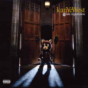 Image of Front Cover of 2xLP - NEW/NEW - KANYE WEST, Late Registration (Roc-A-Fella Records; 9882404, Europe 2018 Reissue, Insert), , "Late Registration" (2005) is the second studio album by Kanye West, known for its blend of hip-hop, soul, and orchestral elements. It features collaborations with artists such as Adam Levine, Jamie Foxx and Brandy. The album received universal acclaim, some praising its musical experimentation, while others praising its lyrical themes and West's delivery. It received multipl