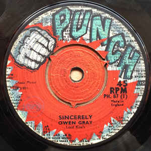 Image of Front Cover of 2054132S: 7" - OWEN GRAY, Sincerely / Hold On I'm Coming (Punch; PH. 87, UK 1971, 4-Prong centre) Strong VG. Centre intact.  /VG