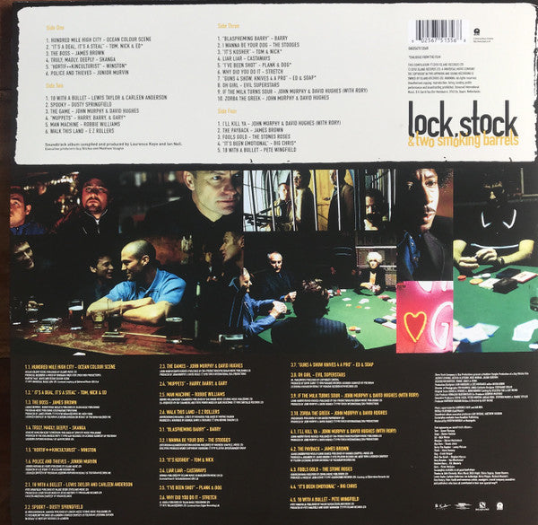 Image of Back Cover of 2xLP - VG/EX - VARIOUS, Lock, Stock & Two Smoking Barrels (Soundtrack From The Motion Picture) (Island Records; 0602567513568, UK 2018 Reissue, Yellow & Black Splatter Vinyl), Just a light indent to front of sleeve and slightly bumped corners. ,  - 0816465C