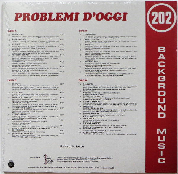 Image of Back Cover of LP - EX/EX - M. ZALLA, Problemi D'Oggi (Black Sweat Records; BS 017, Italy 2015 Reissue, Limited Edition of 300), Still In Stickered Shrinkwrap,  - 1826486E