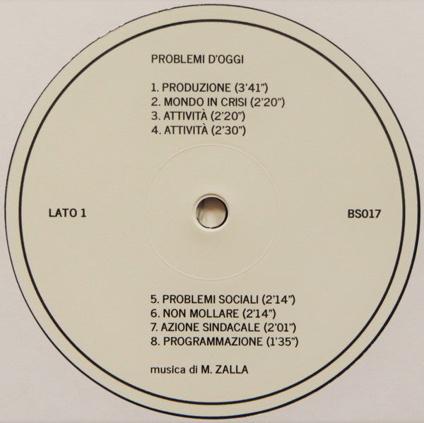 Image of Label Cover of LP - EX/EX - M. ZALLA, Problemi D'Oggi (Black Sweat Records; BS 017, Italy 2015 Reissue, Limited Edition of 300), Still In Stickered Shrinkwrap,  - 1826486E