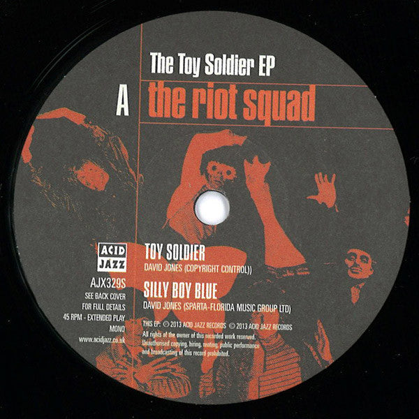 Image of Label of 3524543E: 7" EP - THE RIOT SQUAD, The Toy Soldier EP (Acid Jazz; AJX329S, UK 2013, Flipback Sleeve, Rare Early Bowie Tracks)   EX/EX