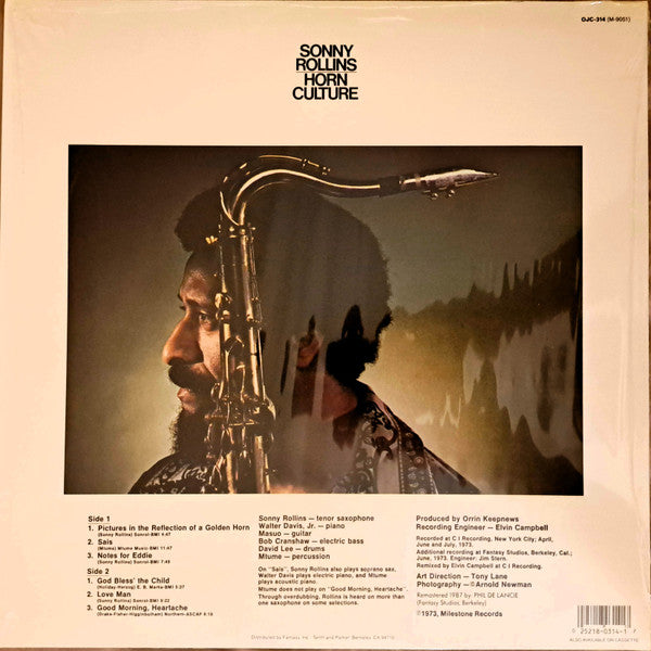 Image of Back Cover of 4844121S: LP - SONNY ROLLINS, Horn Culture (Original Jazz Classics; OJC-314, US 1987, Picture Sleeve)   VG+/VG+