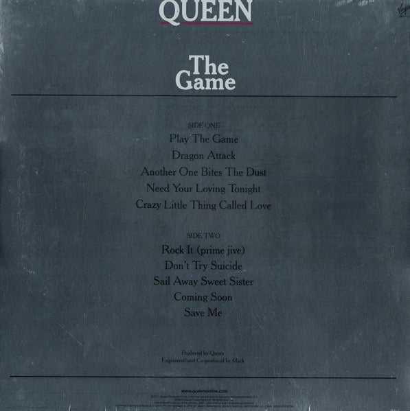 Image of Back Cover of LP - VG+/VG+ - QUEEN, The Game (EMI; 00602547202758, UK 2015 Reissue, Silvered Sleeve, Inner, Half-Speed Mastered), ,  - 1916019C