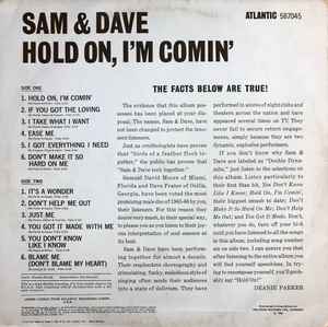 Image of Back Cover of LP - G+/G+ - SAM & DAVE, Hold On I'm Coming (Atlantic Plum & Orange; 587045, UK 1966, Laminated Front Sleeve, Mono), scuffs and marks both sides. minimal wear to sleeve - some staining front sleeve,  - 1646038S