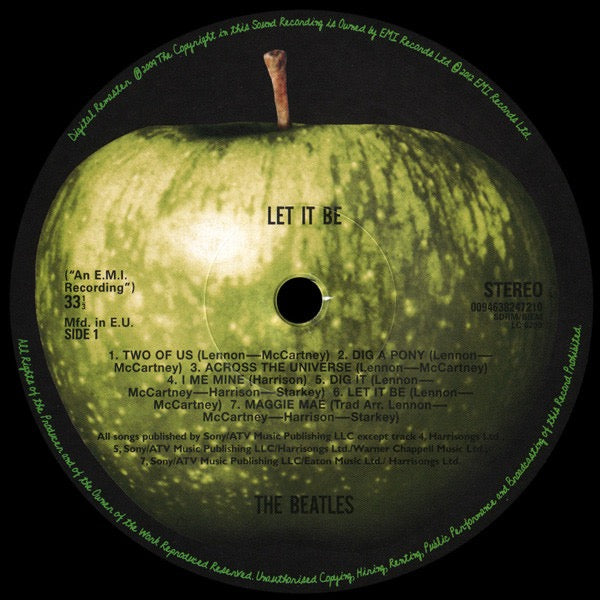 Image of Label Cover of LP - VG+/VG - THE BEATLES, Let It Be (Apple; PCS7096, Europe 2012 Reissue, 180 Gram Vinyl ), Strong VG,  - 4326077E